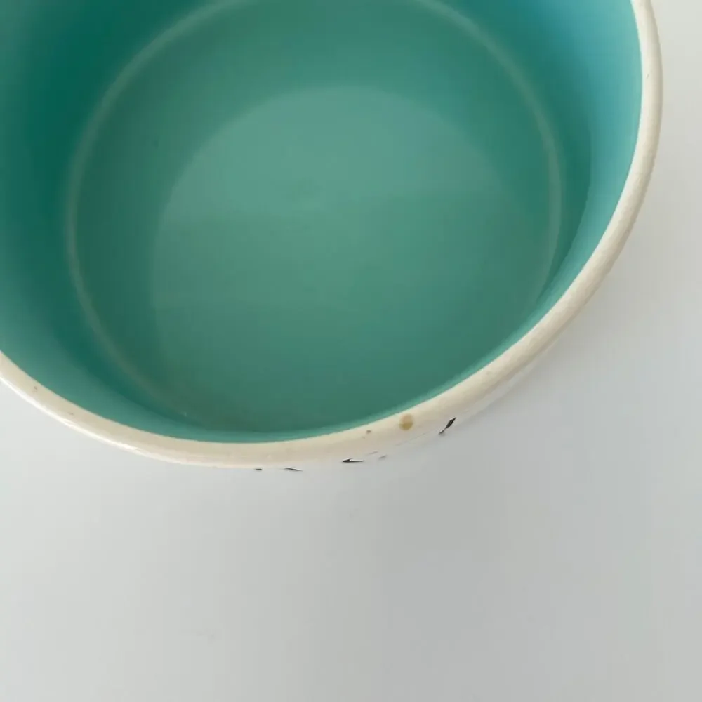 Rae Dunn Artisan Collection White & Green Feast Dog Bowl
